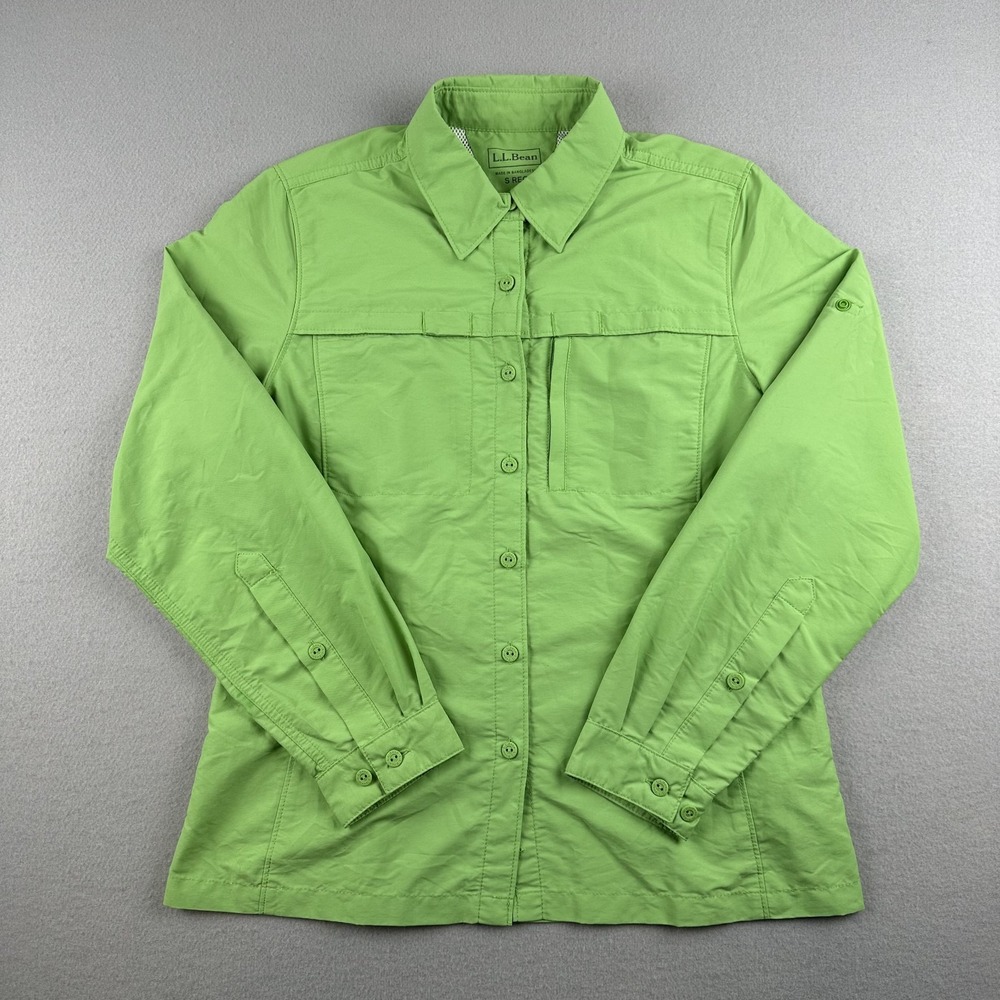 L.L. Bean Hiking Shirt Womens Small Regular Green‎ Vented Long Sleeve 254499